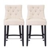 WestinTrends 24" Linen Tufted Buttons Upholstered Wingback Counter Stool (Set of 2) - 3 of 4