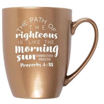 Elanze Designs The Path Of The Righteous Is Like The Morning Sun Shining Ever Brighter Proverbs 4:18 Bronze 10 ounce New Bone China Coffee Cup Mug