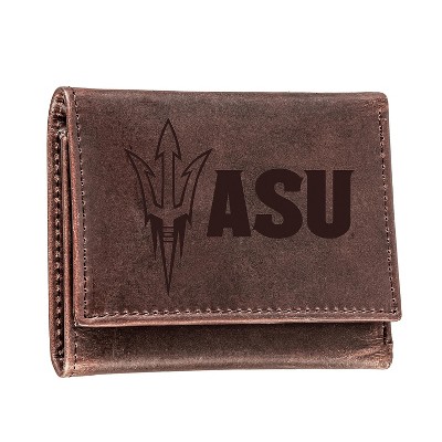Evergreen NCAA Arizona State Sun Devils Brown Leather Trifold Wallet Officially Licensed with Gift Box