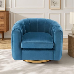 Kumasinova Velvet Swivel Accent Chair,360° Rotating Single Sofa Lounge Chair,Comfy Upholstered Barrel Chair for Living Room & Bedroom,Apartment - 1 of 4