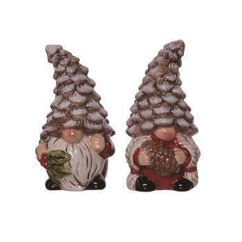 Transpac Christmas Rustic Gnomes Dolomite Salt and Pepper Shakers Collectables Multicolor 4.25 in. Set of 2