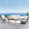 Modern Outdoor Sofa Set with Plush Cushions & WoodLook Metal Frame - 2 of 4