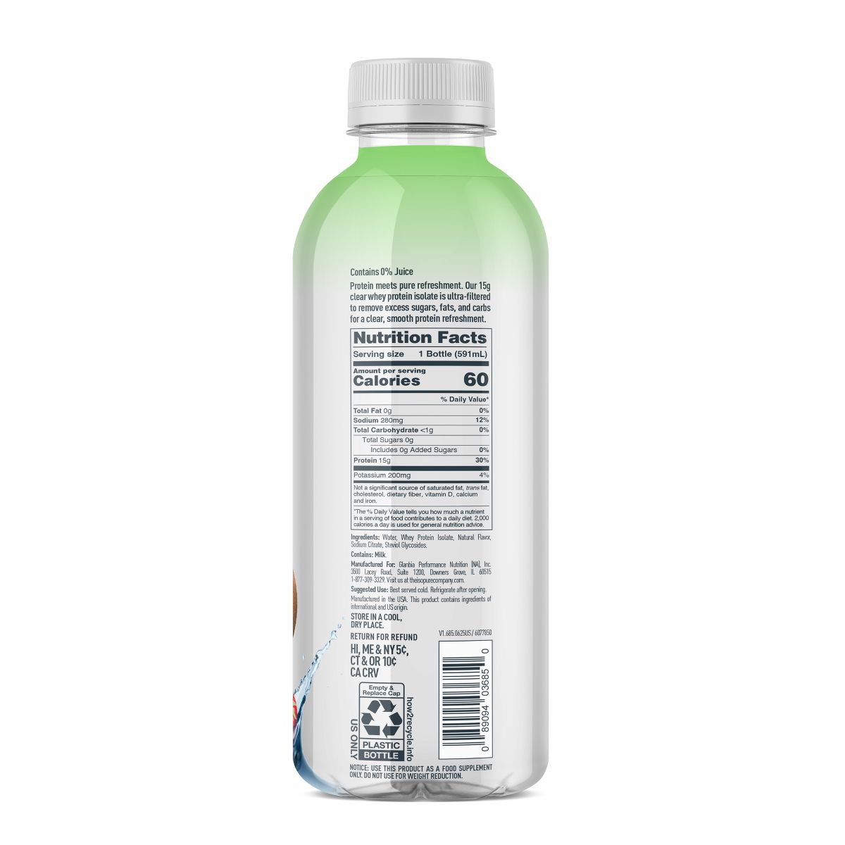 Isopure Strawberry Kiwi 15g Clear Protein Water with Electrolytes - 20 fl oz: Non-Caffeinated - thumbnail 10