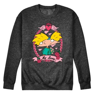 Men's - Hey Arnold! - Valentine's My Love Graphic Fleece Sweatshirt - 1 of 4