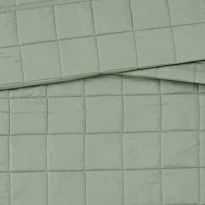 Green Microfiber Twin Quilt and Sham Set