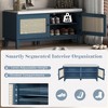Whisen Boho Entryway Storage Bench, Wooden Shoe Bench, Cushioned Bench with Double Doors - 4 of 4