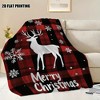 Lomsoe Christmas Reindeer Plaid Snowflakes Flannel Blanket with Festive Red & Black Checkered Pattern, Holiday Gift for Christmas. - 4 of 4
