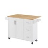Homy Casa Drop-Leaf Rolling Kitchen Island Cart with Storage Cabinet & Drawers, White - 2 of 4