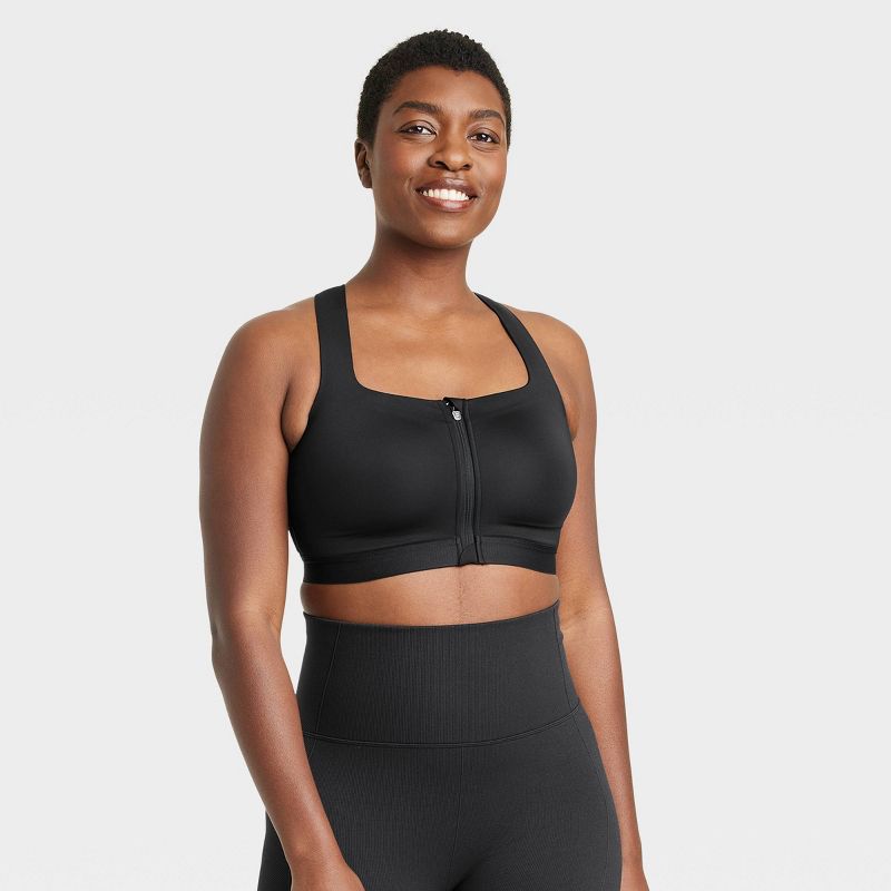 Women's Sculpt High Support Zip Front Sports Bra - All In Motion™, 3 of 7