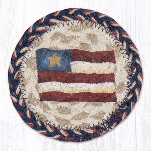 Earth Rugs Primitive Star Flag Printed Coaster – 5" Round, Rustic Americana Patriotic Design - 1 of 3