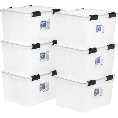 IRIS USA 4Pack 46.6qt WEATHERPRO Airtight Plastic Storage Bin with Lid and  Seal and Secure Latching Buckles 