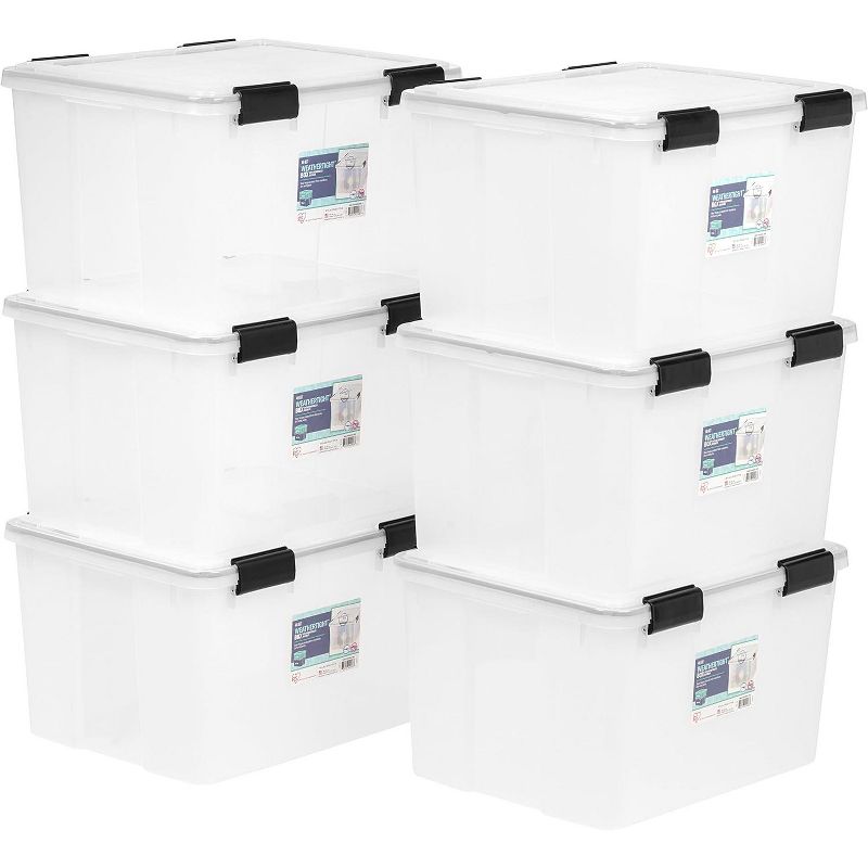 IRIS USA 46.6qt WEATHERPRO Airtight Plastic Storage Bin with Lid and Seal and 4 Secure Latching Buckles, 1 of 9