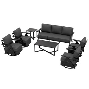 EAGLE PEAK Urban Slate 7 Piece Modern Outdoor Patio Furniture Set, Couch, Patio Chairs, Coffee Table, and Side Table - 1 of 4