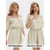 EXLURA Women's Summer Floral Romper Dress Off Shoulder Ruffle Elastic Wasit Wide Leg Shorts Jumpsuit Vacation Beach 2025 - 4 of 4
