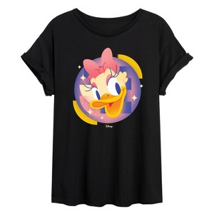 Women's - Disney - Daisy Duck Circle Oversized Graphic T-Shirt - 1 of 4