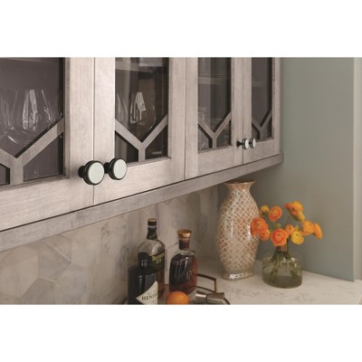 Oberon Matte Black and Frosted Acrylic Round Cabinet Knob