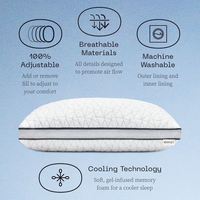 Coop Home Goods The Eden - Adjustable Memory Foam Pillow for Cool Sleepers, 5 of 17