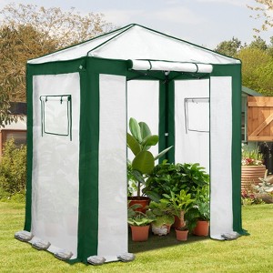 EAGLE PEAK 8x8 Portable Walk in Greenhouse , Heavy Duty Pop Up Green House, Front Roll Up Zipper Entry Door and Mesh Windows - 1 of 4