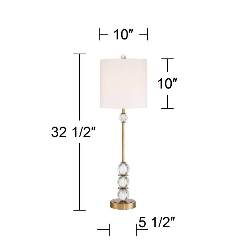 Vienna Full Spectrum Halston Modern Buffet Table Lamps 32 1/2" Tall Set of 2 Brass Crystal with Dimmer Off White Shade for Bedroom Living Room Bedside, 4 of 10