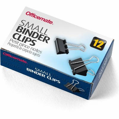 Officemate Binder Clips Small 3/4"Wide 3/8" Cap 12/BX Black/Silver 99020