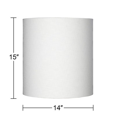 White Linen Tall Drum Lamp Shade with Chrome Fitter