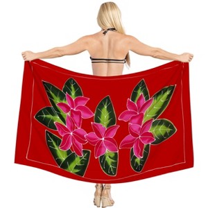 LA LEELA Women's Bikini Skirt Sarong Swimsuit Cover up Summer Wraps Bathing suit Swimwear Beach Wrap Skirts for Women One Size Red, Leaf - 1 of 4