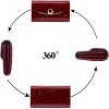 BEAFUP Women's Wallet,Women's Genuine Leather Long Three Fold Wallet Bright Leather Large Capacity Buckle, Circled Embossed Pattern, RFID(Wine Red) - 4 of 4