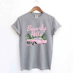 Simply Sage Market Women's Beverly Hills Retro Car Short Sleeve Garment Dyed Tee - 1 of 2