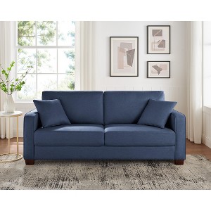 VANOMi 79.1'' Upholstered Sofa with 2 Pillows and Wooden Legs - 1 of 4