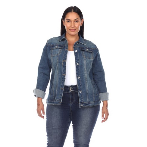 Women s Plus Size Classic Denim Jacket Blue 3x White Mark Blue 3x White Mark Target