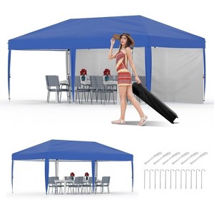 10'x20' Commercial Pop-Up Canopy Tent – Instant Setup Shelter with 2 Sidewalls, 12 Stakes & 6 Sandbags, Portable Outdoor Tent - 1 of 4