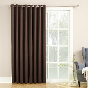 100"x84" Sun Zero Room Darkening Seymour Grommet Sliding Patio Door Curtain Panel Chocolate: Energy Efficient, Thermal Insulated - 1 of 3