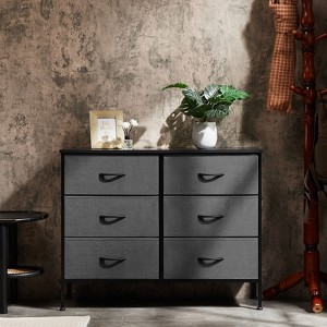 CAVINAS  6-Drawer Dresser with 2 Columns and 3 Rows,Modern Storage Cabinet Dresser with TV Stand for Bedroom,Entryway,Metal Frame,Gray - 1 of 4