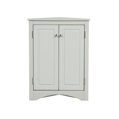 Triangular Wooden Corner Cabinet with Doors & Adjustable Shelves, Bathroom Corner Storage Cabinet for Kitchen Bathroom Living Room Grey