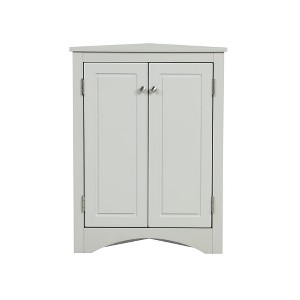Triangular Wooden Corner Cabinet with Doors & Adjustable Shelves, Bathroom Corner Storage Cabinet for Kitchen Bathroom Living Room Grey - 1 of 4