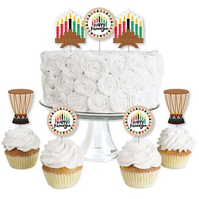 Big Dot of Happiness Happy Kwanzaa - Dessert Cupcake Toppers - Party Clear Treat Picks - Set of 24