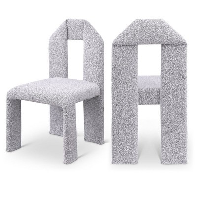 Meridian Furniture,Bennett Grey Boucle Fabric Dining Chair, Set of 2