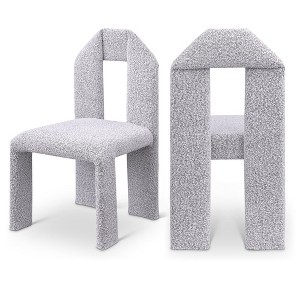 Meridian Furniture,Bennett Grey Boucle Fabric Dining Chair, Set of 2 - 1 of 4
