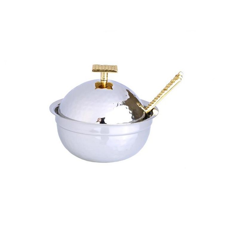 Classic Touch Stainless Steel Honey Dish With Mosaic Handle -  5.25"D X 2.5"H, 2 of 4