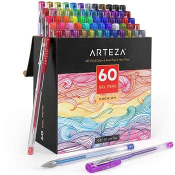 Arteza Retractable Gel Ink Colored Pens Set, Bright Colors - Doodle, Draw,  Journal - 14 Pack 
