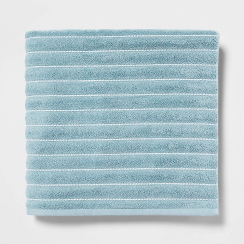 Performance Plus Oversized Bath Towel Aqua Striped - Threshold™ : Target