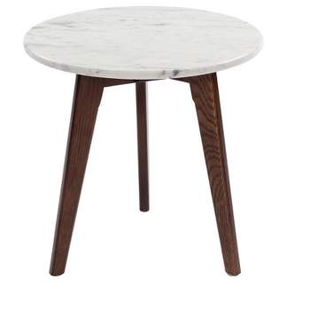 The Bianco Collection Cherie 15" Round Italian Carrara White Marble Side Table