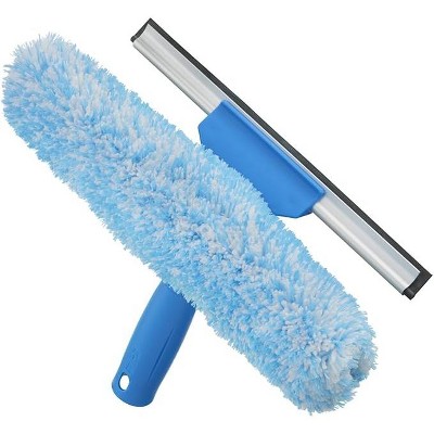 Unger 10 in. Blue Microfiber Window Squeegee and Scrubber