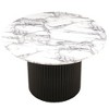 CENGHU Wood Round Dining Table for 4, Modern Farmhouse Kitchen Table, End Table with Wood Strip Base for Kitchen, Living Room, Dining Room - 2 of 4