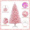 6 Ft Pink Pre-Lit Artificial Christmas Tree Snow Flocked Holiday Hinged Xmas Tree with 250 Multi-Color Led Lights 751 Branch Tips Artificial Pine Chr - 2 of 4