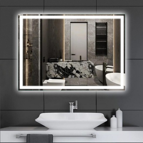 Homlux Rectangular Frosted Edge Bathroom Mirror - 