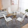 Dining Chair Set of 4, Faux Leather Upholstered Chair with Golden/Chrome Metal Legs, Kitchen & Dining Chairs - ModernLuxe - 2 of 4
