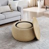 CAVINAS Round Foam Storage Ottoman Bench with Small Seat,Upholstered Storage Ottoman,Storage Bench for Living Room,Bedroom - 2 of 4