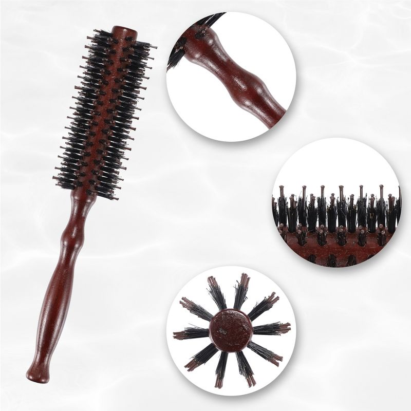 Unique Bargains Nylon Bristle Round Curling Hair Ruled Comb Brown, 5 of 7