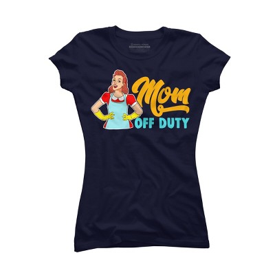 Junior's Design By Humans Mom Off Duty Cartoon By savariya T-Shirt